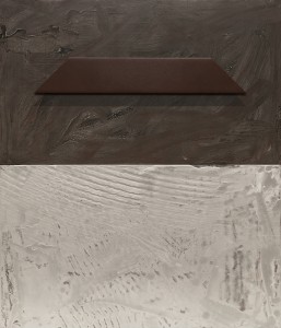 Angle of Repose Enamel, shellac, and steel on Baltic birch panel (20111)